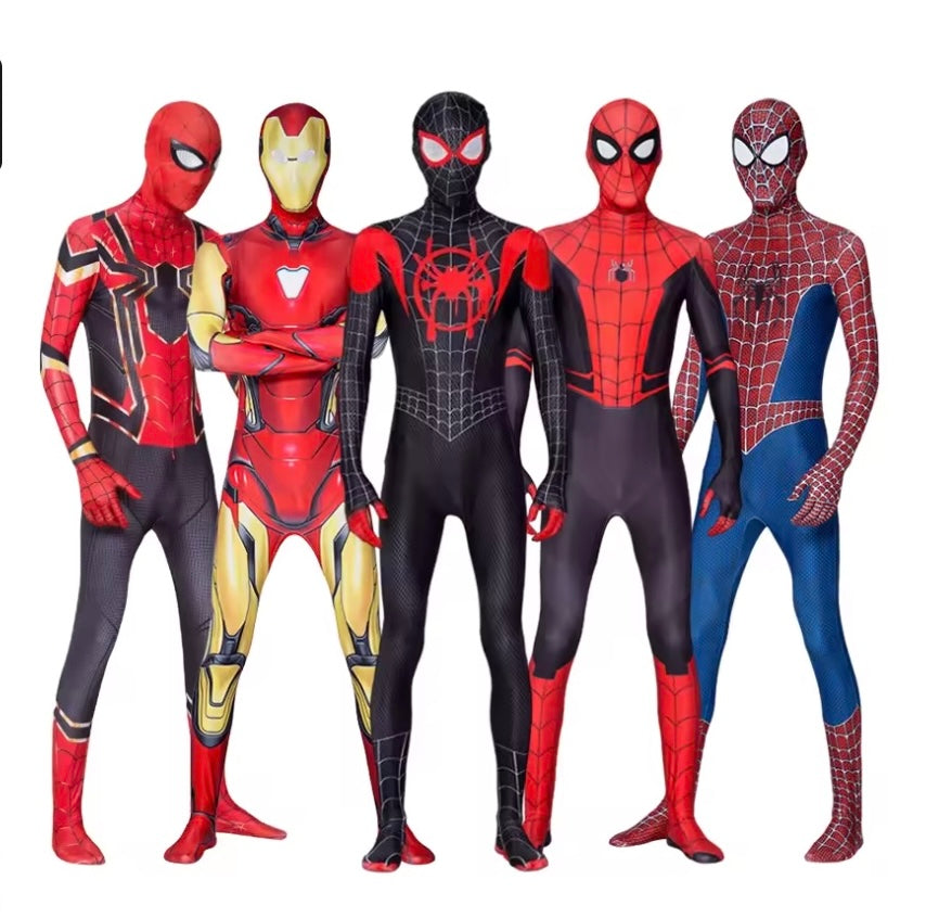 Mens Superhero Spiderman Costume Bodysuit For Adult